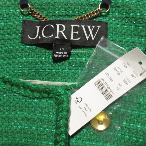 NWT J.Crew Louisa Lady Jacket in Summer Green Sequin Tweed Cropped 10 - Picture 3 of 6